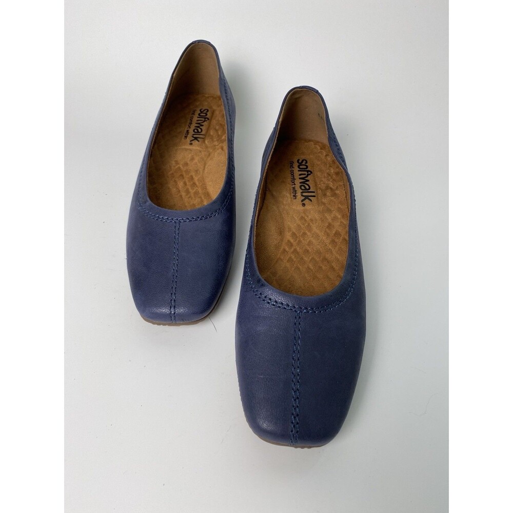 Softwalk Women’s Slip On Blue Leather Comfort Shoes 8 N